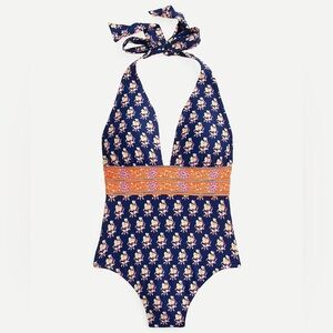 J. Crew Halter V Neck One Piece Swimsuit Swim 14 NEW